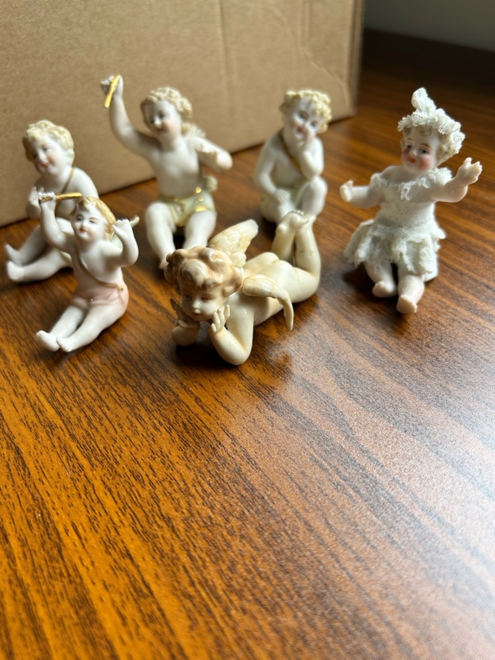 Vintage Cherub Figurines Lot Bisque Porcelain Angels Set